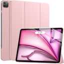 Soke Case for iPad Air 13 Inch (M3/M2) 2025/2024,iPad Pro 12.9 2022 2021(6th 5th Generation) - [Slim Trifold Stand + Auto Wake/Sleep],Protective Hard PC Back Cover (Pink)