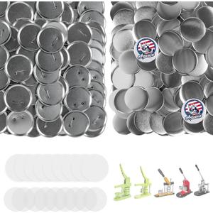 100 Sets Button Maker Supplies, 75mm / 2.95 inch Button Supplies Buttons Parts, (Approx. 3 inch) Metal Blank Badge Parts with Blank Paper for Buttons Maker Machine Pin Maker Press