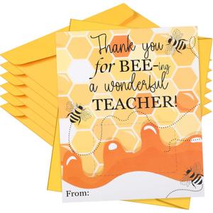 2 x Gueevin 6 Pack Teacher Appreciation Cards with Envelopes Bulk Bee Thank You Cards for Teacher Appreciation Week End of Year and Graduation Gifts