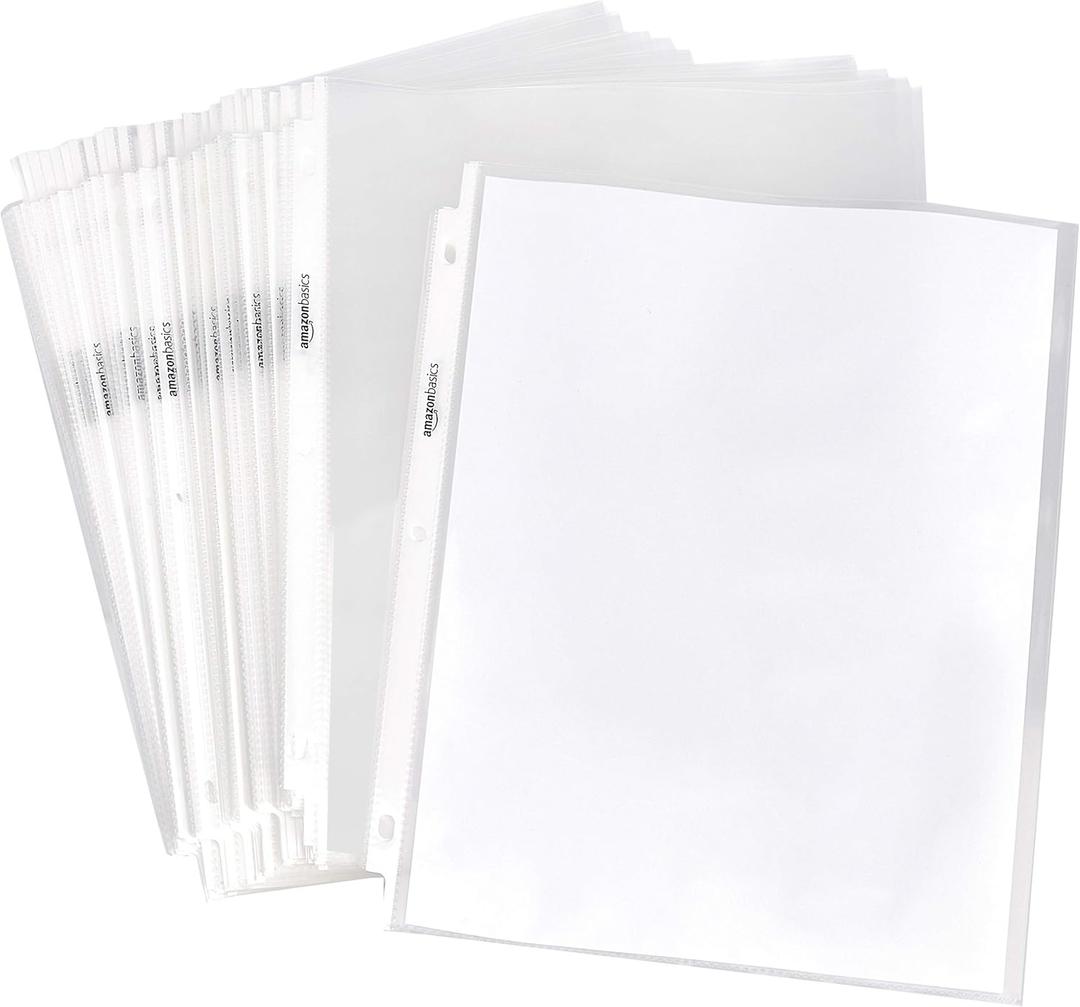 Amazon Basics Heavy Duty Sheet Protectors for 3 Ring Binder, Top Loading, Clear Plastic, 8.5 x 11 inch, 500-Pack