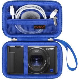 Canboc Carrying Case for Sony ZV-1/ ZV-1F/ ZV-1 II Digital Camera for Content Creators, Sony ZV1 Vlogging Camera Bag, Zipper Mesh Pocket fits USB Cable, Batteries, Blue