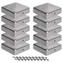 Post Caps 3.5x3.5 inches - 10 Pieces Caps with Free Screws, Galvanized Fence Post Cap / Metal Cap Post Covers