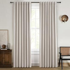 Modern Neutral 90 Inch Blackout Sliding Glass Door Curtains Light and Draft Blocking Curtains & Drapes for Living Room Traverse Ring Top Back Tab Heavy Duty Lined Linen Burg Cottagecore Nursery 2 Pack