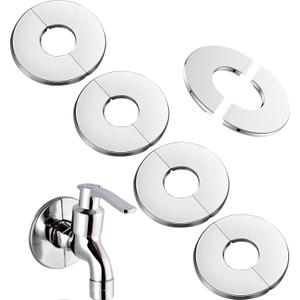 Split Flange Escutcheon Plate for 1 Inch Pipe, Stainless Steel Round Pipe Cover Plate, Wall Hole Cover for Faucet, Shower Arm, Toilet Pipe, Easy Install Plumbing Cover (Silver-26mm, 4 pieces)