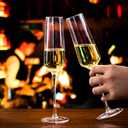 BACLIFE Champagne Flutes - Hand Blown Elegant Champagne Glasses Set of 6 - Unique Gift for Mother's Day, Birthday, Wedding - Ideal for Wine Tasting, Daily Use - 7.5 oz, Clear