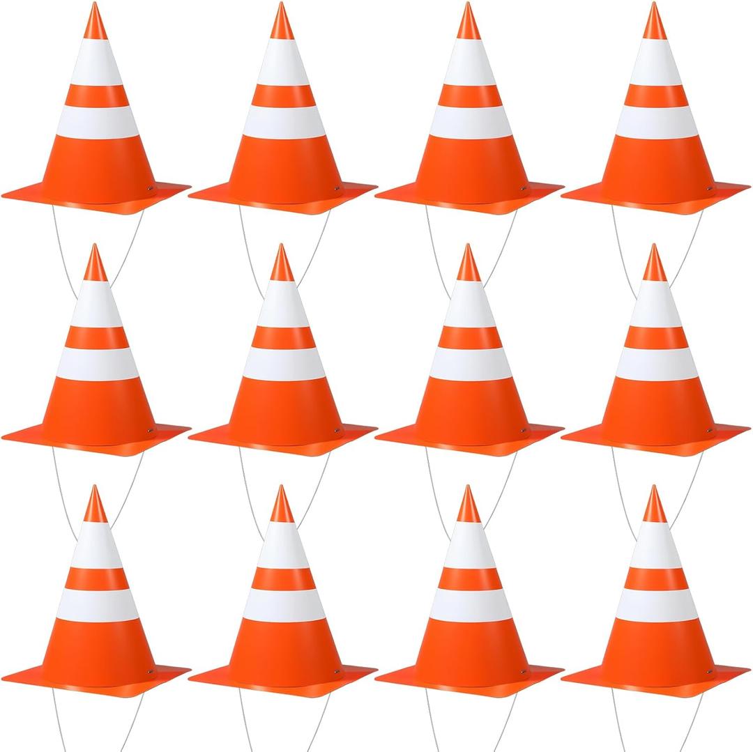 12 Pcs Halloween Orange Traffic Cone Hats Funny Unisex Halloween Costume Road Construction Cone Hats for Costume Parties, Events