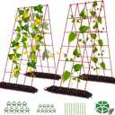 DoCred Cucumber Trellis, 2 Pack Foldable A Frame Trellis for Raised Bed Climbing Plants, Vegetables, Includes Plant Support Clips, Twist Ties, Plastic Ties- Made from PVC-Coated Steel