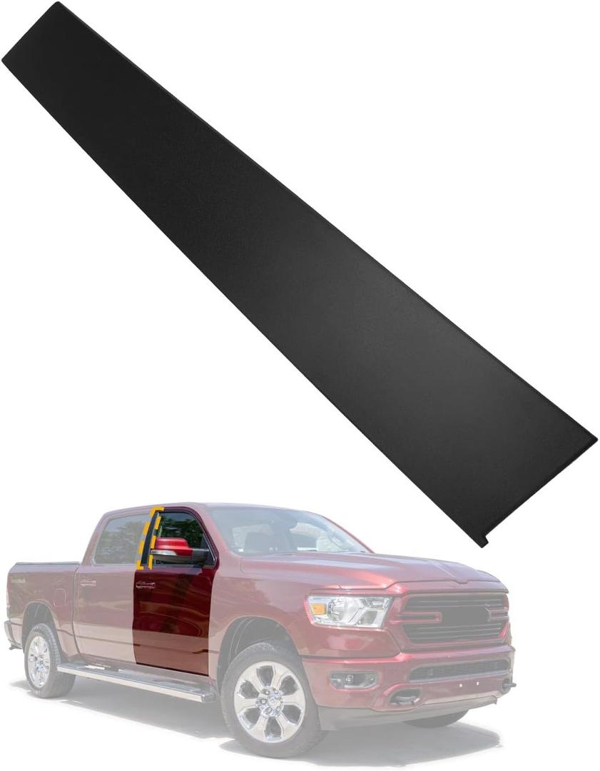 Molding Trim B-Pillar, Compatible with 2019-2026 Ram 1500 DT, Right Passenger Side, Front Door Rear Applique, Windshield Outside Moulding Kit, Front Door Window Panel, Replaces# 68292928AD
