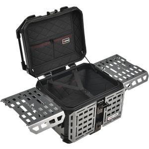 Motorcycle Top Case, 45L Universal Tail Box Motorbike Luggage Storage Trunk | Expandable Side Tray, Easy Install Quick Release Detachable, Waterproof Rustproof Dustproof, Backrest Cushion Anti-Theft Lock