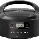 Greadio CD Boombox Player with AUX Input, Portable Boombox Player with Good Sound, CD/C D-R/C D-RW Compatible, Programmable, Battery/Type-C Operated,Digital Portable Boombox for Kids,Seniors Black