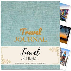 Cosmo JR Travel Journal and Travelers Notebook to Record Trips & Memories. Travel Journal for Women, Men. Travel Gifts for Adventurous Souls with 10 Keepsake Pockets. Size 9.70 x 8.0 in