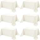6-Pack Ivory Tablecloths for Rectangle Tables, 90 x 156 Inches, Stain-Resistant Polyester Fabric for 8 Foot Tables - Washable Table Covers for Weddings, Banquets, Birthday Parties, Events