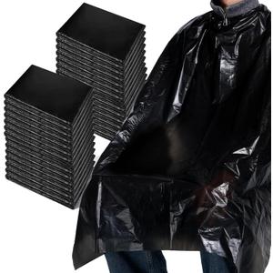 100 Pcs Disposable Salon Cape, Disposable Capes Hair-Salon, Hair Stylist Waterproof Shampoo Apron for Barbers,Beauty Salon,Hair Dye,Perming (51.2 x 36.2 Inch,Black)