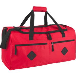 24 Inch 55 Liter Multi Pocket Duffle Bags for Men & Women For Traveling, the Gym, and as Sports Equipment Bag/Organizer (Red & Black)