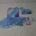 GALLDEALS Girls Swimsuit 3 Piece Bathing Suits Flounce Ruffle Tankini Set Beach Swimwear with Cover Ups Skirt for 3-10 Years (Blue)