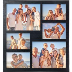 Collage Picture Frame 5x7 and 8x10 Photos -Large Size 6 Openings Black Picture Frame Wall Decor for Wall Mounting vertically or horizontally - Home and Family Display 5x7 and 8x10