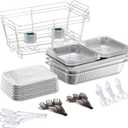 Tiger Chef Disposable Chafing Dishes for Buffet Set - Full-Size Disposable Wire Chafer Stand Kit - Set of 6