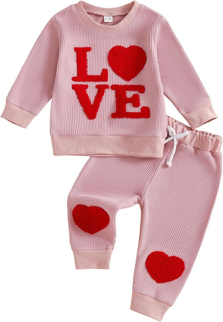 Toddler Baby Boy Girl St Patricks Outfit Shamrock Sweatshirt Pant Sets Cute Little Kids Saint Patrick's Day Gifts (12-18 Months, Pink)