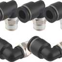 Push to Connect Fittings Elbow 3/8" Tube OD to 1/4 NPT, Nickel-Plated Brass Pneumatic Connectors, Quick Release Air Line Fittings, Leak-Proof and Durable for Industrial Use (Pack of 10)