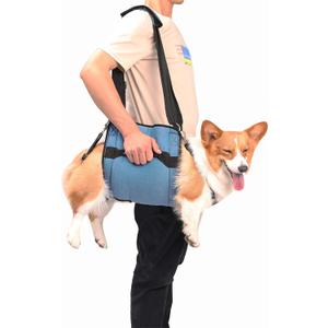 COODEO Dog Carry Sling, Emergency Backpack Pet Legs Support & Rehabilitation Dog Lift Harness for Nail Trimming, Dog Carrier for Senior Dogs Joint Injuries, Arthritis, Up and Down Stairs (L, Blue)