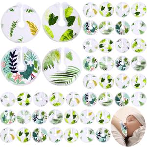 48 Pcs Gtube Button Covers Feeding Tube Pads Holder Abdominal Reusable Accessories Peg Tube Soft Absorbent Breast Feeding Pads Breastfeeding Support Nursing Care Stay Dry(Green Leaf)