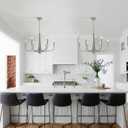 ACNKTZ Brushed Nickel Chandelier, 6-Light Modern Farmhouse Chandeliers for Dining Room Lighting Fixtures Hanging, Industrial Metal Minimalist Chandelier for Kitchen Bedroom Foyer Entryway Hall, 6-light/26 In