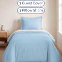 Duvet Cover Twin/Twin XL Size Set - Extra Soft Twin/Twin XL Duvet Cover 68" x 90" with 1 Pillow Sham - Hotel Luxury, Easy Care, Fade Free w/ Zipper Closures & Ties - Comfy & Breathable (Light Blue)