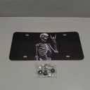 Personalized Human Skeleton Black License Plate Frame - Funny Halloween Skull Front License Plate Frames Designs with 4 Standard Slotted Mounting Holes - Vanity for Front of Car Spooky Skeleton Print