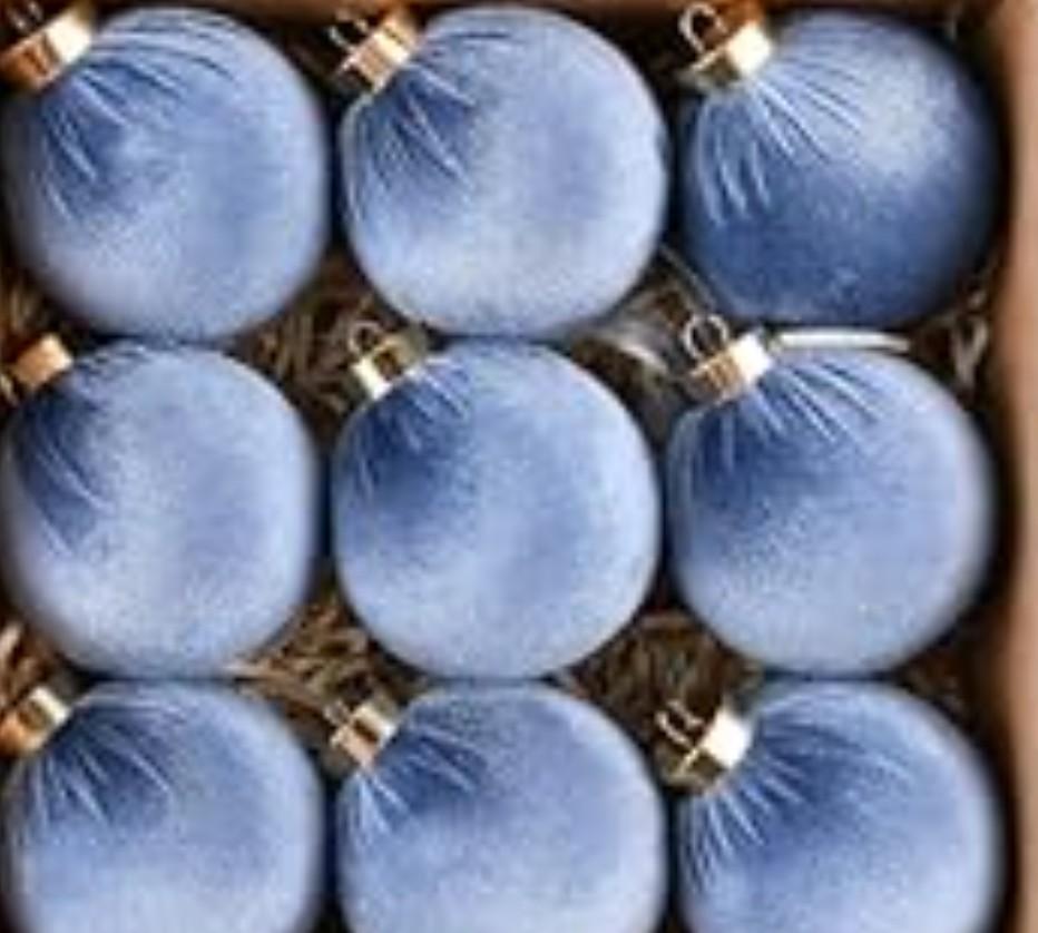 Velvet Christmas Ornaments Balls for Tree - 9pcs Blue Shatterproof Christmas Ornaments for Xmas Decorations