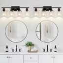 Indoi 4-Light Bathroom Light Fixtures, Matte Black Modern Vanity Lights with Clear Glass Shades, Bathroom Wall Lamp for Mirror Living Room Cabinet Bedroom Porch