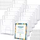 Wonderjune 12 Pack Brochure Holder Wall Mount 6 x 9 Inches Acrylic Literature Brochure Holder Clear Flyer Wall Display Stand for Pamphlet Magazine Booklets Mail Paper Document Post