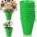 Sadnyy 12 Pack Metal Buckets with Handle, Galvanized Bucket 4.5 x 5 Inch Basket Bucket Party Supplies, Crafts for Christmas Halloween Candy Bars Vase Crafts(Green)