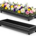 AceOrbit 24" Large Long Wooden Dough Bowl, Spring Decorative Wooden Tables Centerpiece Tray, Riser Rustic Dough Bowl, Modern Farmhouse Centerpiece Tray for Table Living Room Dining Gift(Black)