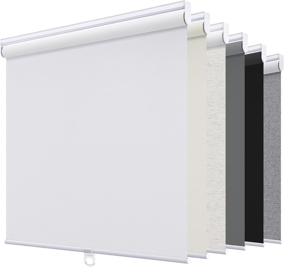 SUNOFF Blackout Cordless Roller Shades Blinds,22" W x 72" H,White