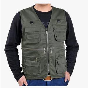 Lisuhepeal Men’s Fishing Vest Summer Outdoor Work Safari Travel Photo Vest with Multi Pockets Size M