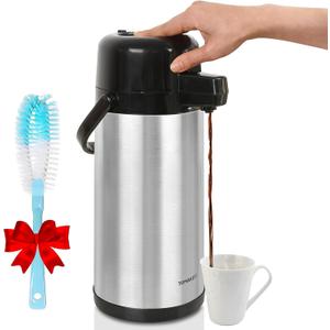 TOMAKEIT Airpot Coffee Carafe for Keeping Hot,102oz/3L Coffee Dispenser Thermal with Pump, Insulated Stainless Steel Hot Beverage Dispenser for Parties, Thermal Carafe for Hot Drinks, Water Tea, Chocolate