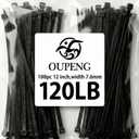 3 x Zip Ties 12 inch Heavy Duty Cable Ties with 120 Pounds Tensile StrengthBlack Zip Ties100 Pack, Wire Ties for Indoor and Outdoor Use.