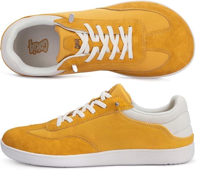 Wide Toe Box Minimalist Shoes, Casual Barefoot Shoes Fashion Sneakers for Women Men (Turmeric, 10 Wide Women/8 Wide Men)