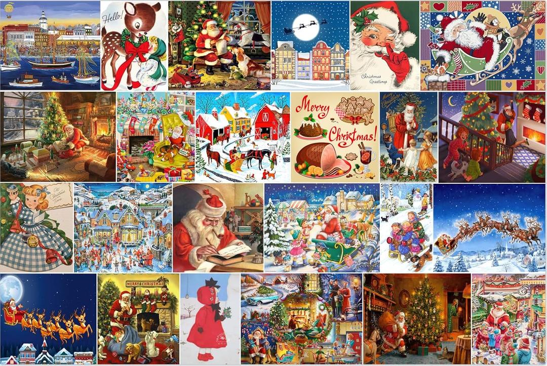 Christmas 1000 Piece Jigsaw Puzzle for Adults - Multi-Scene Festive Designs Collection, 27.5x19.5 Inch Xmas Gift & Wall Decor