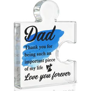 Dad Gifts from Daughter Son, Gifts for Father Papa Father's Day Birthday Christmas, Dad Gift Acrylic Puzzle Plaque Decorative, 4.6 x 3.5 x 0.6 inches