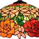 Tiffany Style Lampshade Replacement 16-Inch Rose Stained Glass Lamp Shade Only for Floor Lamps Table Lamps Pendant Lamps