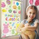 4 x Easter Window Clings, Bunny Rabbit Easter Gel Stickers Decorations Double-Side Window lings for Glass Windows Door Wall Holiday Party Decor