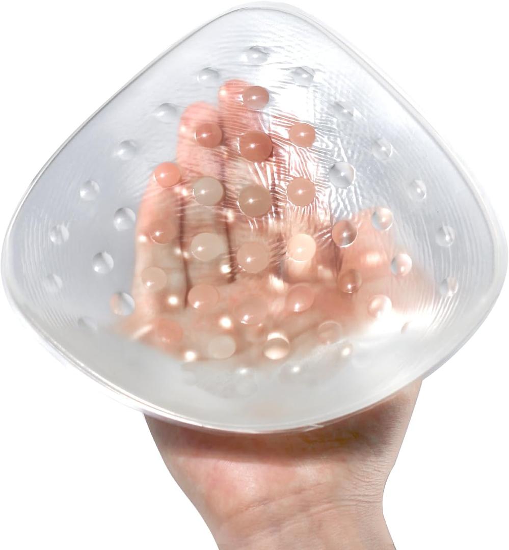 Mastectomy Breast Prosthesis for Swimming,Waterproof Swim Breast Form for Mastectomy Women Concave Bra Pad Inserts(1 Piece) (4#(260g/A+ Cup), Transparent)