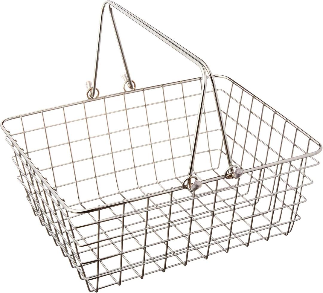 Spectrum Wire Baskets for Organizing, Medium - Sturdy Steel Metal Basket Storage Organizer Bin with Handle - Open Wire Storage Baskets for Kitchen Pantry, Cabinets, Closet & Garage Shelves