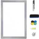 Real Wooden Framed Magnetic Dry Erase Whiteboard, 24" X 36", Vertical/Horizontal Wall Mount, Includes Black Marker, Eraser and 4 Magnets, by Better Office Products (Gray Wash)