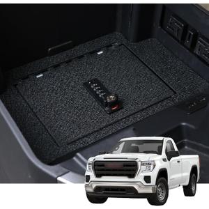 Center Console Gun Safe - Console Gun Vault Compatible with 2023-2024 Chevy Silverado 1500/GMC Sierra 1500, FIT 2022 Refreshed Model (4 Digit Lock with Key)