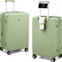 HanTrip Hard Shell 20 Inch Carry on Luggage Expandable Travel Luggage, TSA Approved Luggage with Cup Holder Charger Built in, Lightweight Small Suitcases with Wheels, Bamboo Green