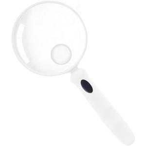 3 x Lakei 10X Handheld Reading Magnifier Glass, Non-Slip Handle,90mm(White)