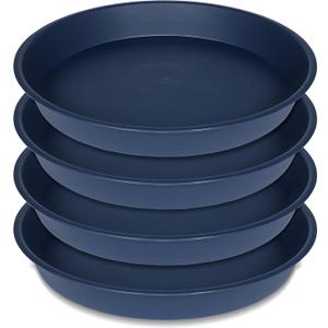 4 Pack of 16 inch Plant Saucer, Heavy Duty Round Plant Trays for Pots, Bird Bath Bowls, Plastic Plant Water Tray, Flower Plant Saucers for Indoors (16", Blue)
