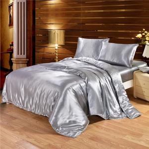Duvet Cover - Silver Duvet Cover Full Size 88X88 Full/Queen Size with Zipper Closure & Corner Ties, Ultra Soft Silky Satin Comforter Cover (1 Pieces Duvet Cover)